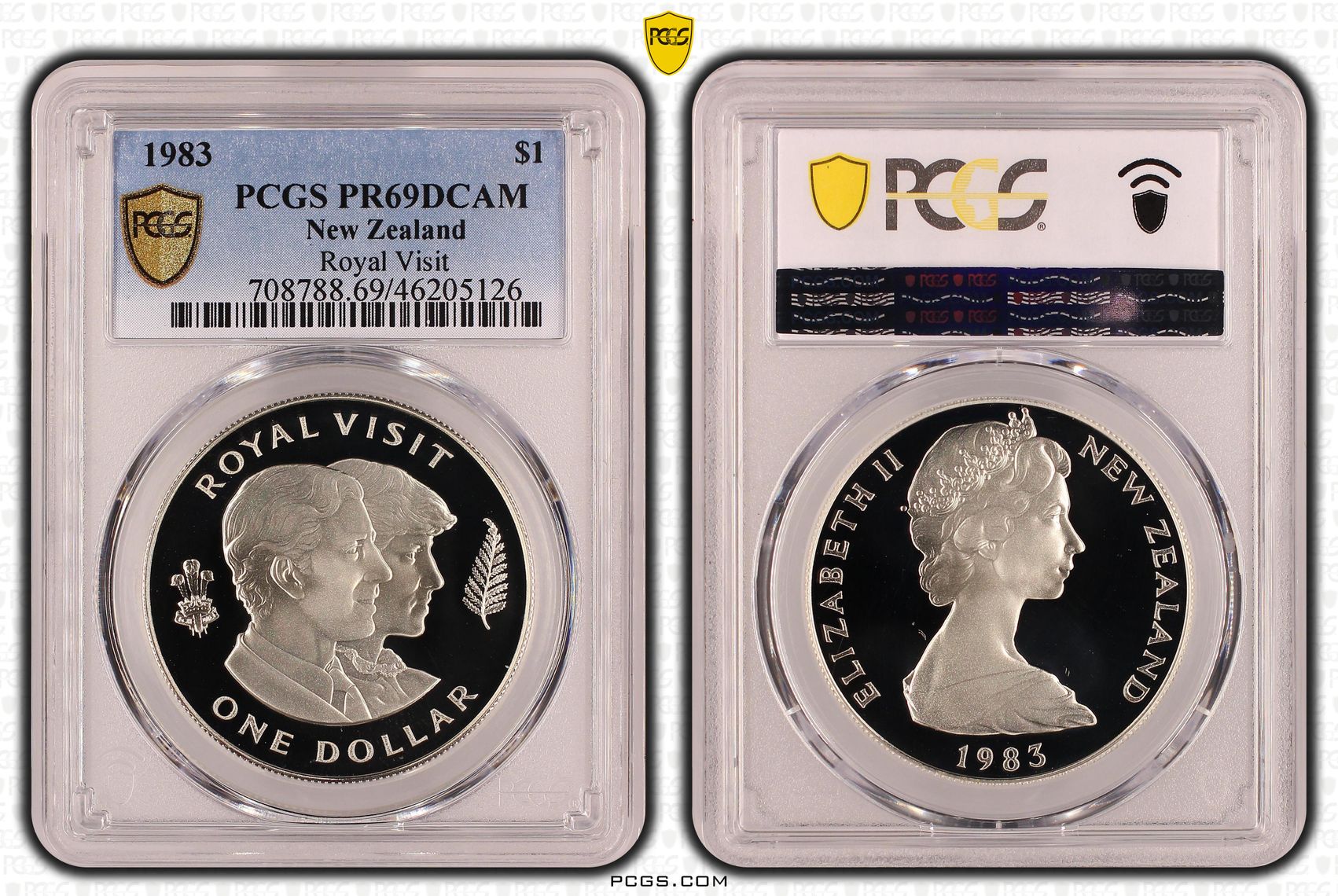 66 · New Zealand, One Dollar, 1983, Royal Visit, PCGS - PR69DCAM