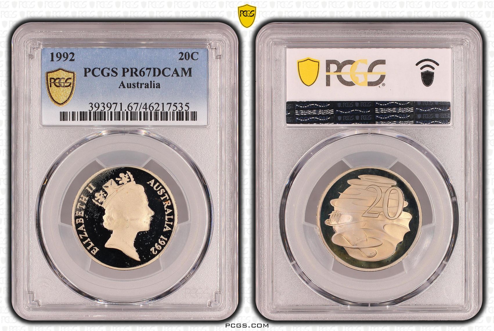 Twenty Cent, 1992, PCGS PR67DCAM