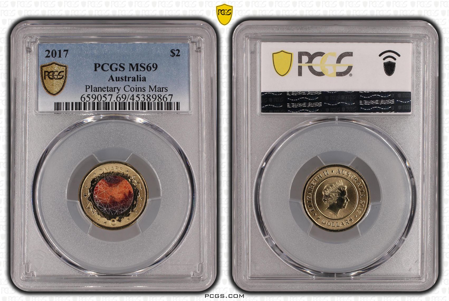 2017 Australia Two Dollar, $2 Planetary Coins Mars PCGS - MS69 -867