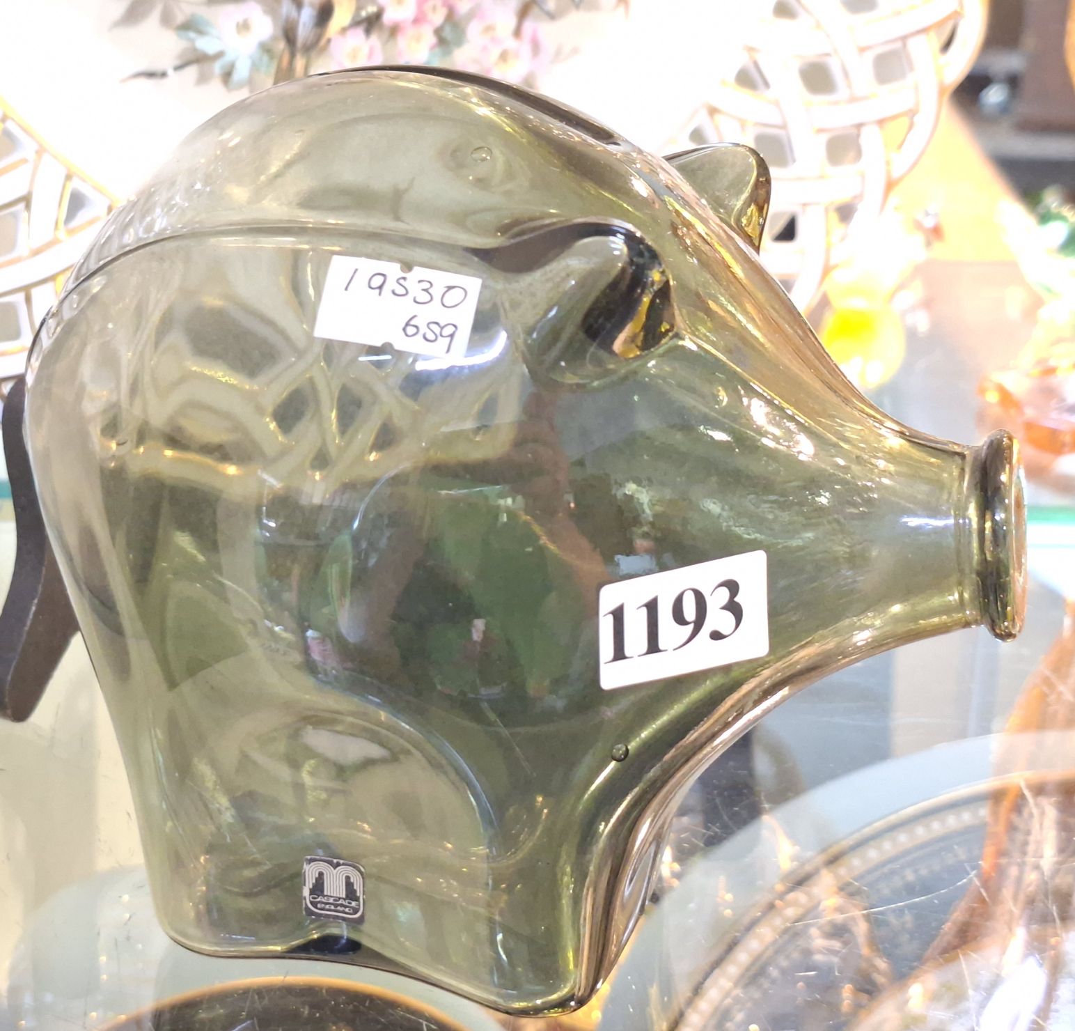 1193 · CASCADE GLASS PIGGY BANK