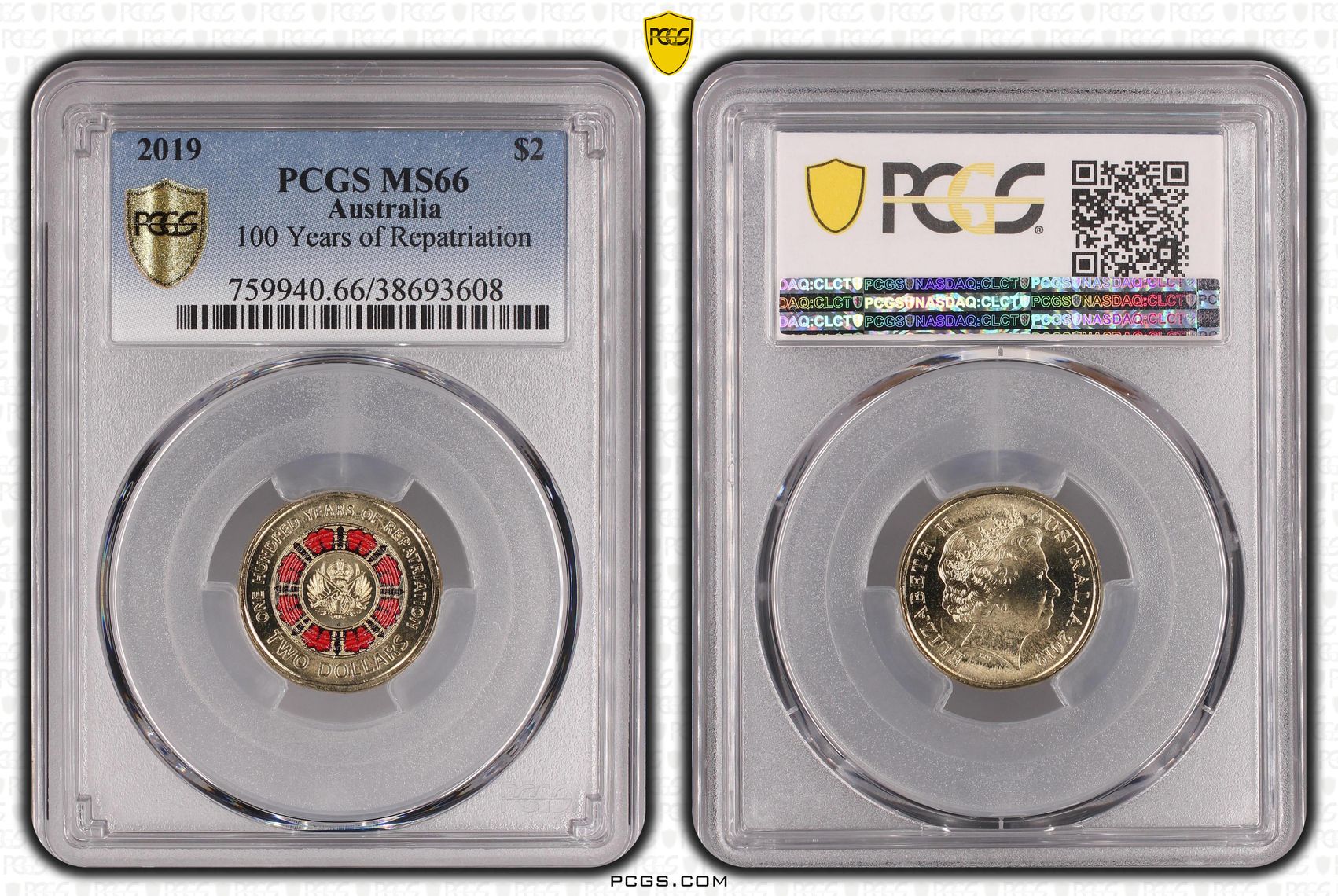 100 Years of Repatriation - Colorized, Two Dollar, 2019, PCGS MS66