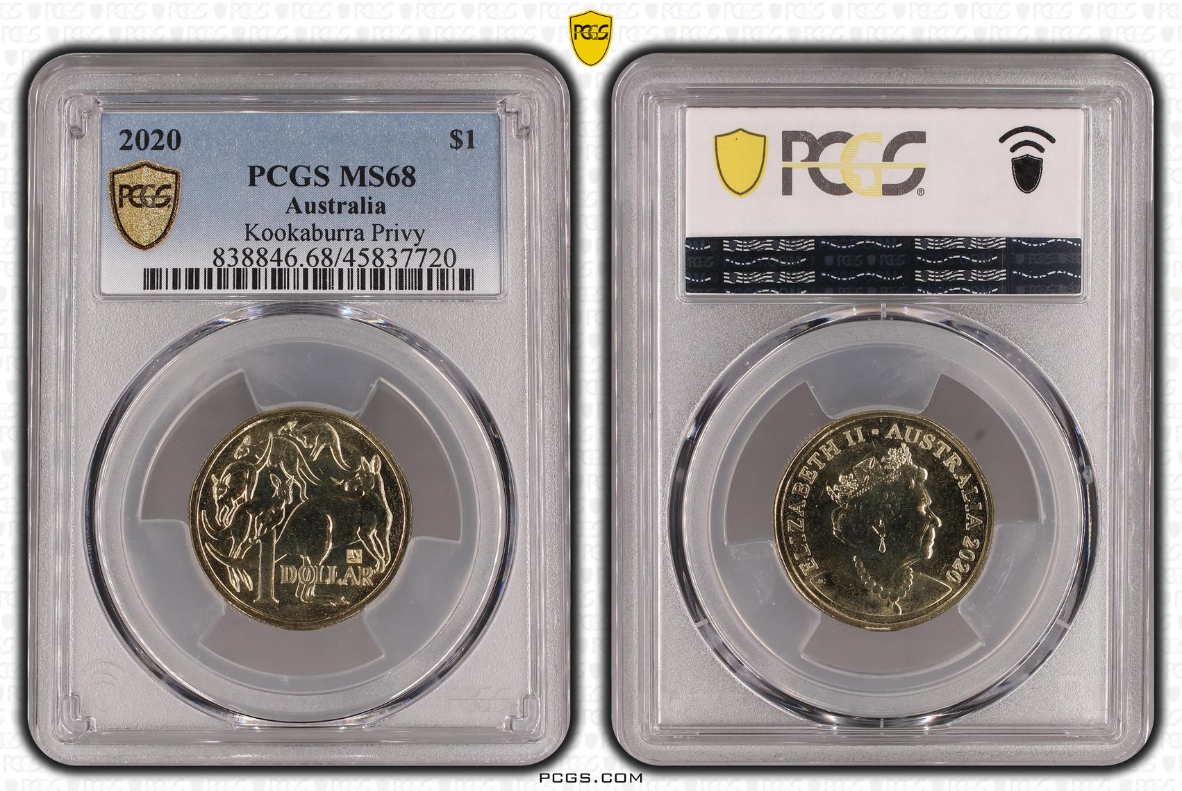 283 · Kookaburra Privy CuAl, POP 17/0, One Dollar, 2020, PCGS MS68