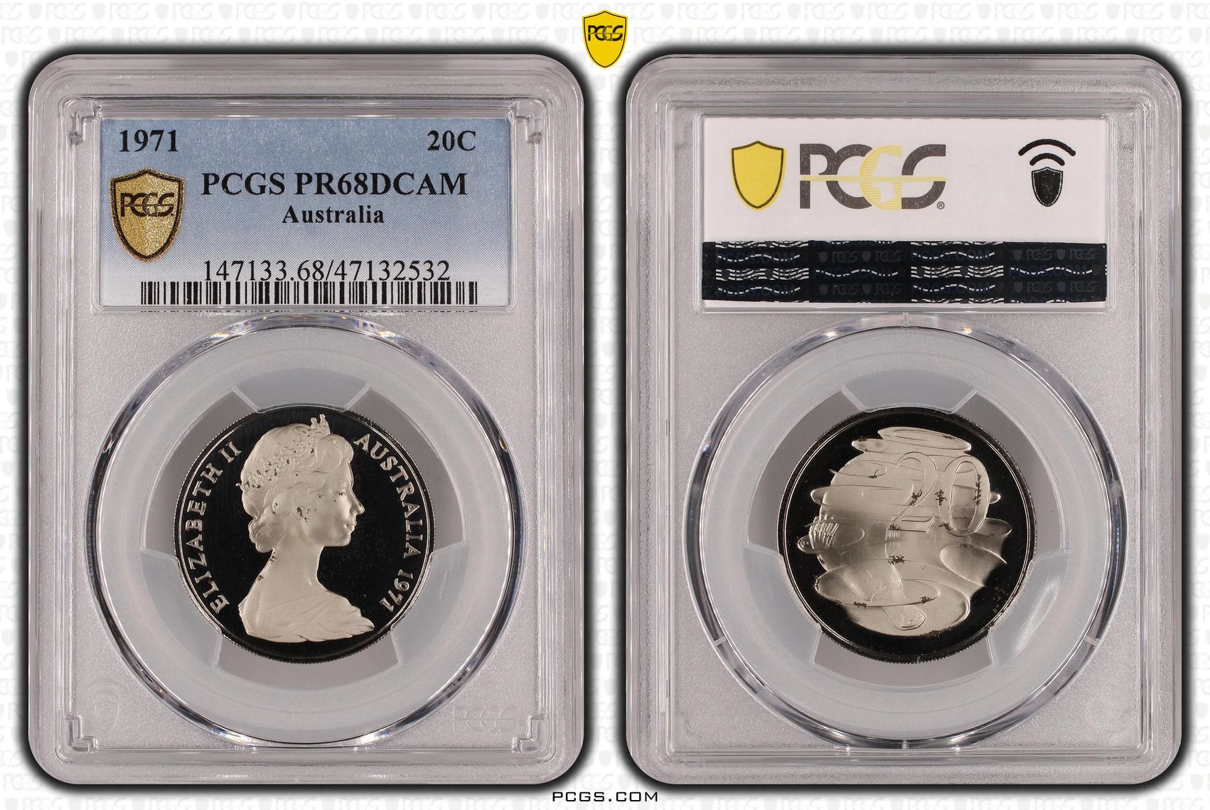 Elizabeth II, Twenty Cent, 1971, PCGS PR68DCAM