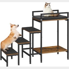 DOG STAIRS FOR SMALL DOGS CAT WINDOW PERCH ELEVATED DOG BUNK BED WITH 4 STEP, 22'H DOG STEPS FOR HIGH BEDS AND COUCH NON-SLIP PET