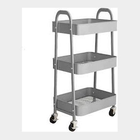 Storage Cart Multipurpose Organizer Trolley 3 Levels Beige | ONE SHELF CRACKED ON CORNER
