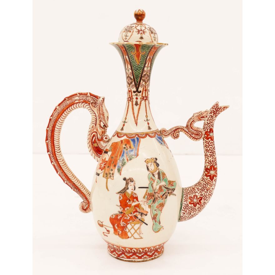 Japanese Meiji Kutani Porcelain Dragon Ewer