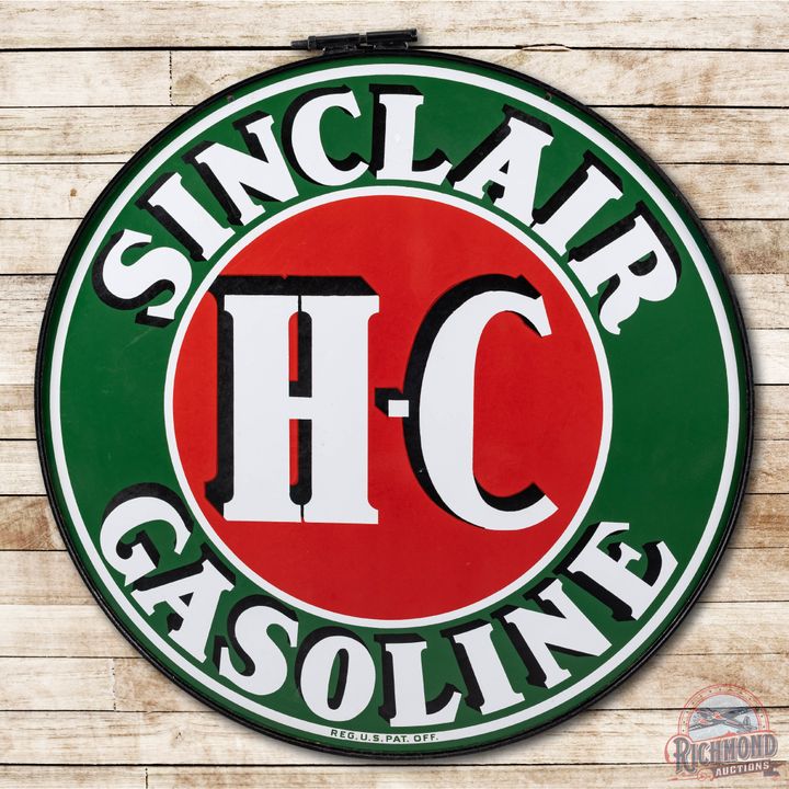 48" Sinclair H-C Gasoline Double Sided Porcelain Sign & Ring