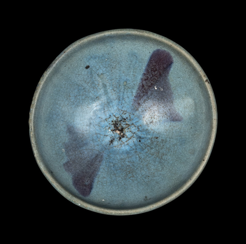 A Large Chinese Junyao Purple Splashed Blue Glazed Stoneware Bowl