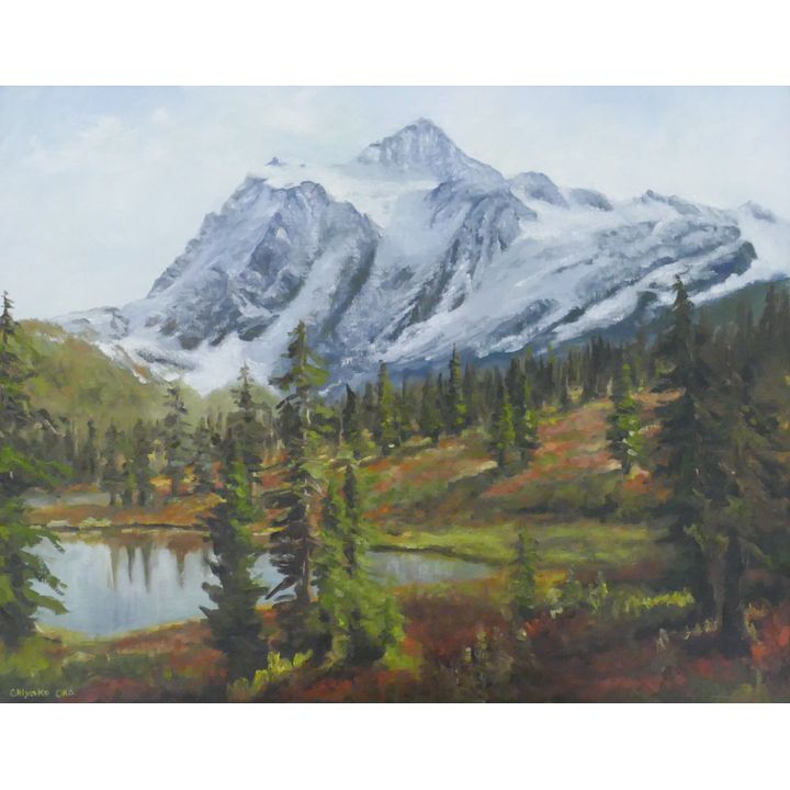 Chiyako Oka ''Mt. Shuksan'' Oil on Masonite Framed 30''x36''