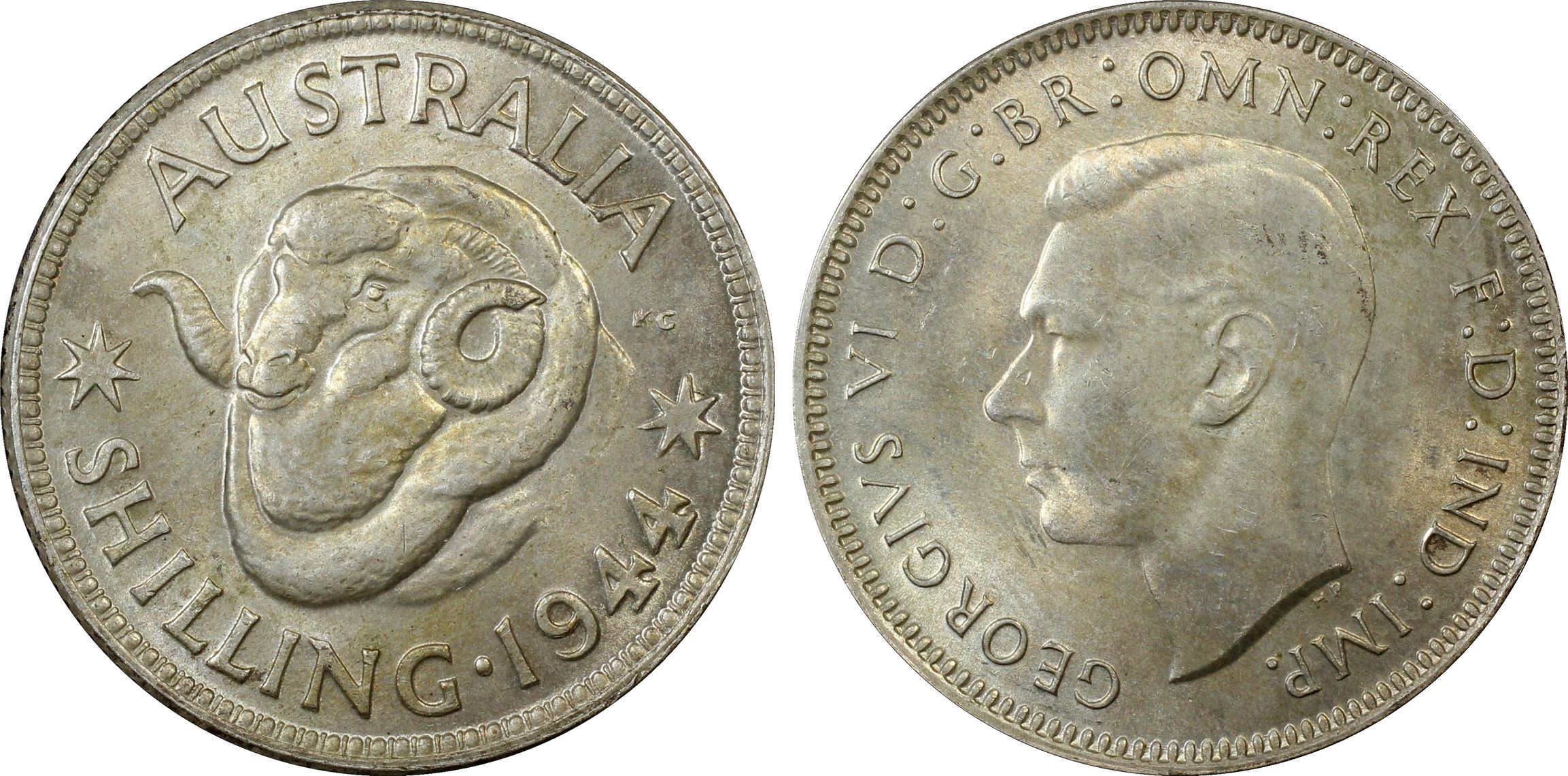 Shilling, 1944(m), PCGS MS64
