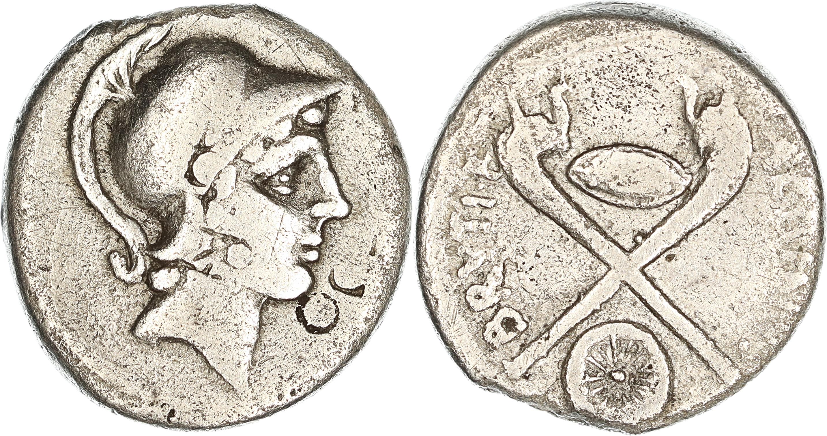 Roman Republic, Imperatorial Period, D. Junius Brutus Albinus, Silver Denarius, 48 BC, gF