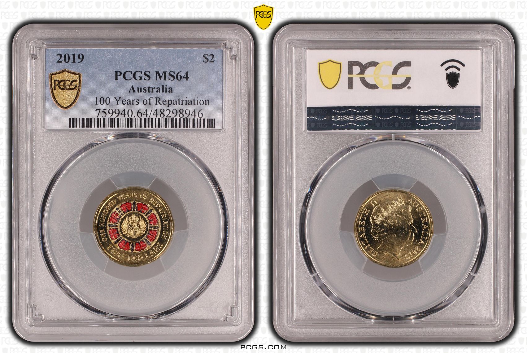 100 Years of Repatriation - Colorized , Two Dollar, 2019, PCGS MS64