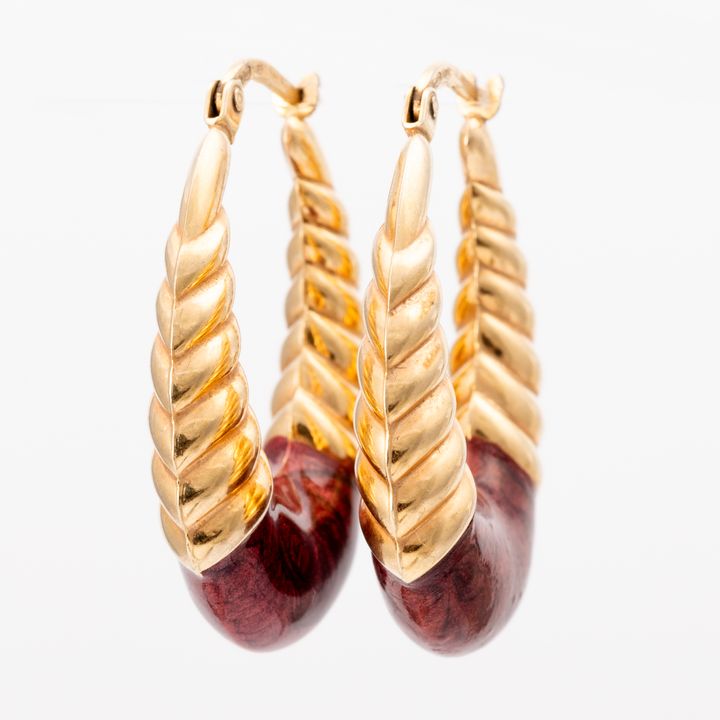 Enamelled Hoop Earrings in 9ct Gold
