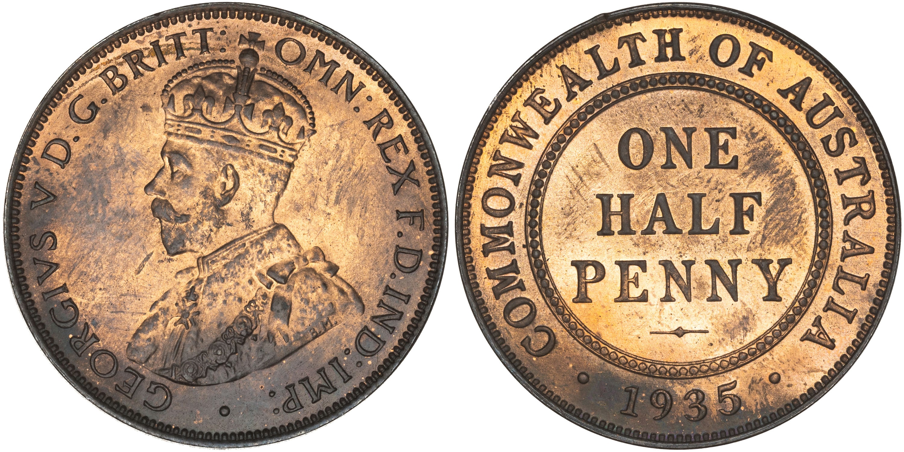 George V, Halfpenny, 1935, aFDC