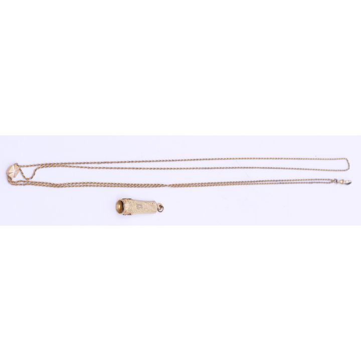 Victorian Gold Filled Slide Chain & Cigar Cutter Fob