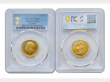 1911 KING GEORGE V PROOF SOVEREIGN PR63 PCGS