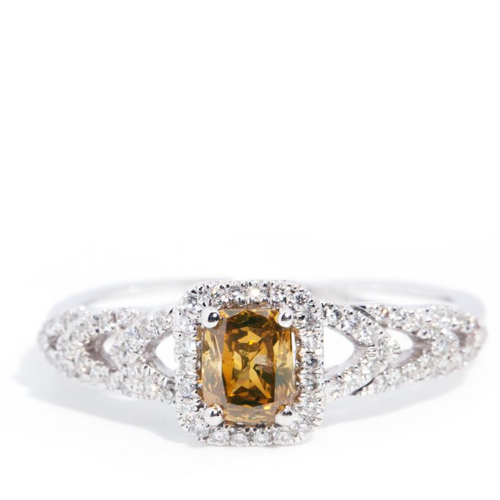 0.44 Carat Cognac Diamond Halo Ring