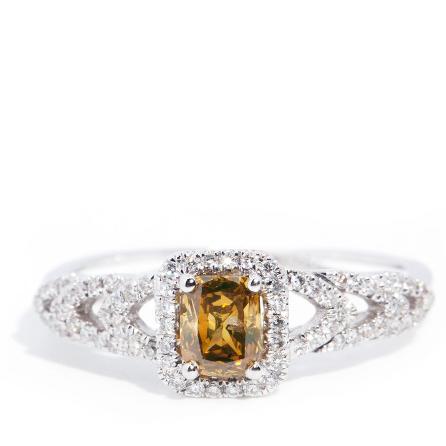 0.44 Carat Cognac Diamond Halo Ring