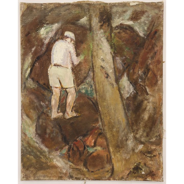 Albert Runquist ''Man on Rocks'' Oil on Canvas