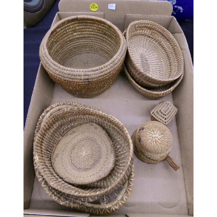 Box Old NW Coast Indian baskets- 8pc