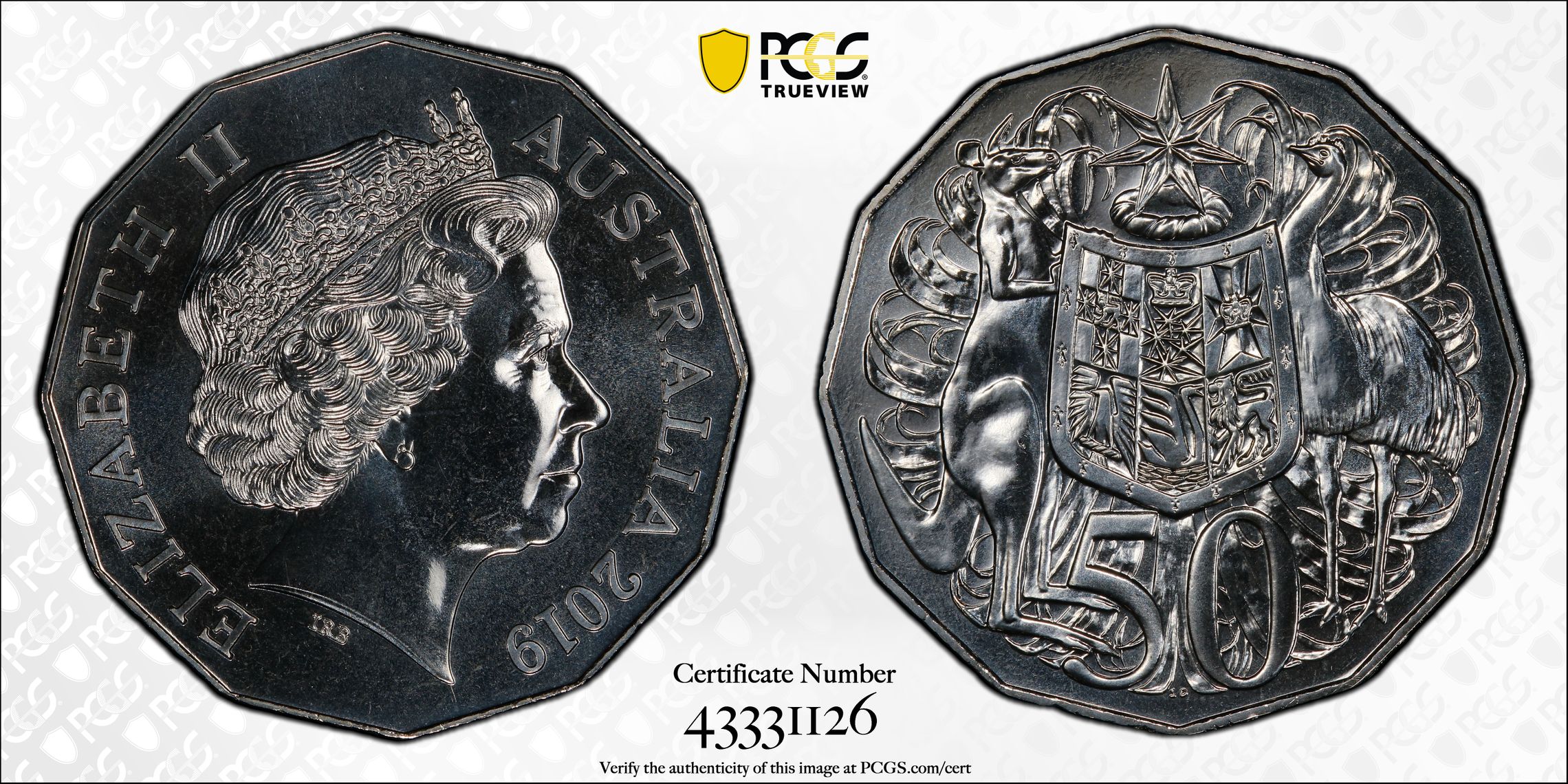 2019 Australia Fifty Cent, 50c Dodecagon 50C 50th Ann. I. Rank Broadley Effigy PCGS - MS68 -126