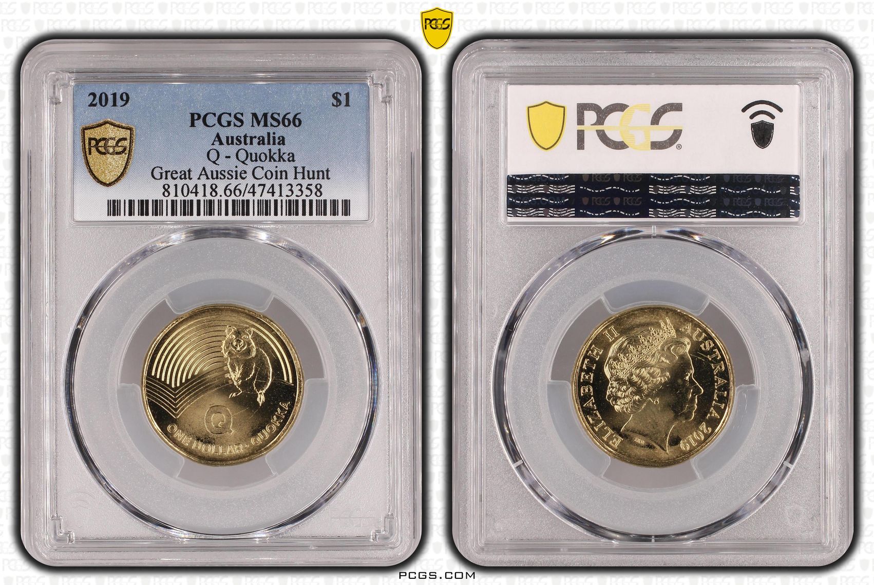 Elizabeth II, Q - Quokka Great Aussie Coin Hunt, One Dollar, 2019 POP Report 7/1, PCGS MS 66
