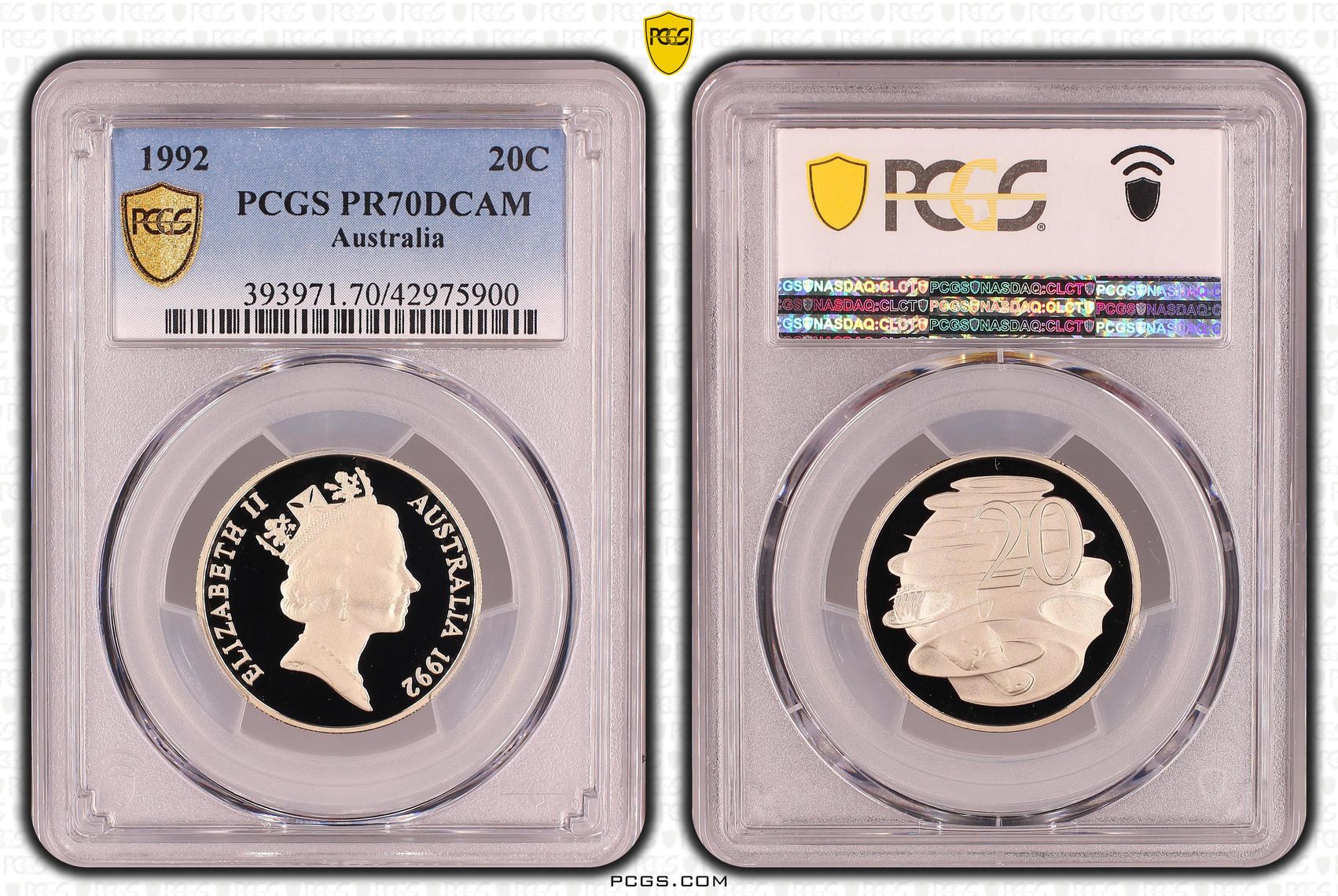 Elizabeth II, Twenty Cent, PR70DCAM , 1992 PCGS POP - 17/0