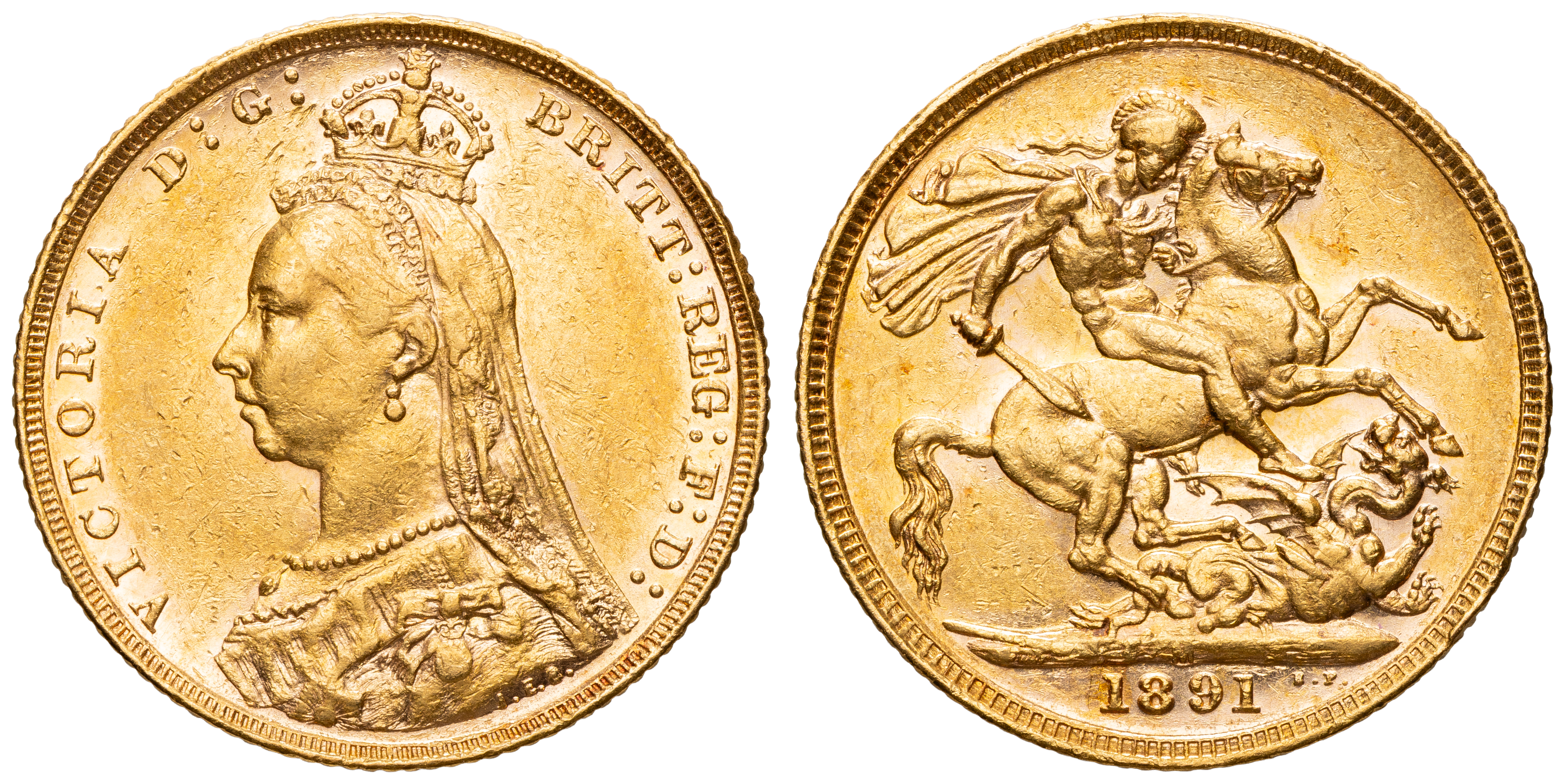 Victoria, Sovereign, 1891-M, EF