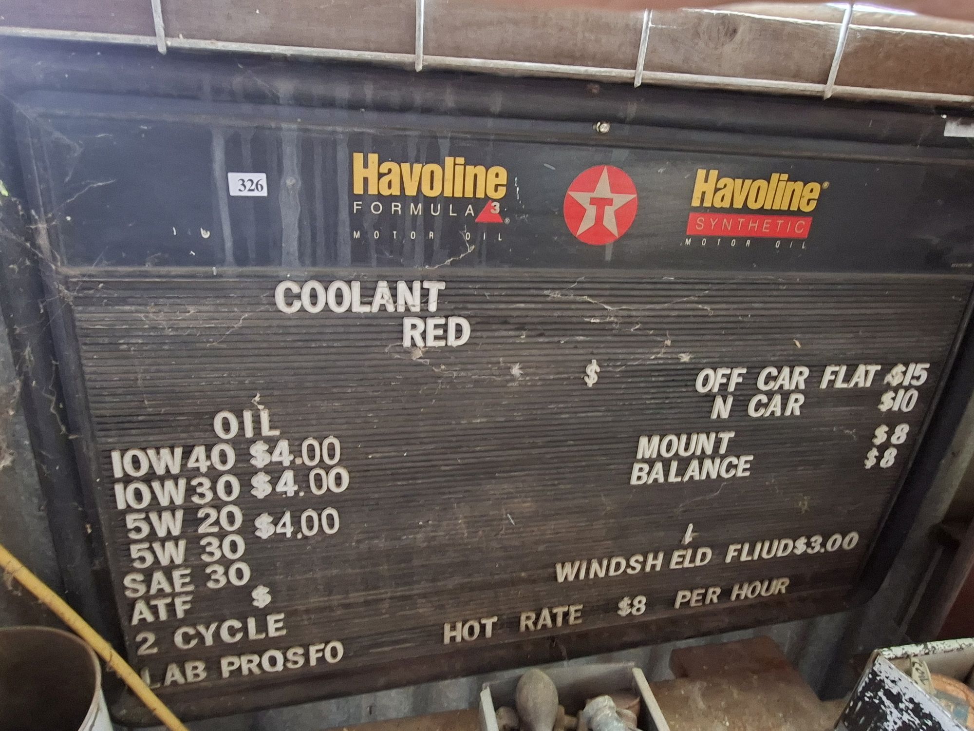 Havoline Oil Workshop Price Board