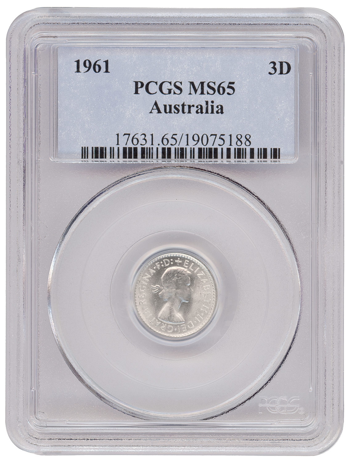 Elizabeth II, Threepence, 1961, PCGS MS65