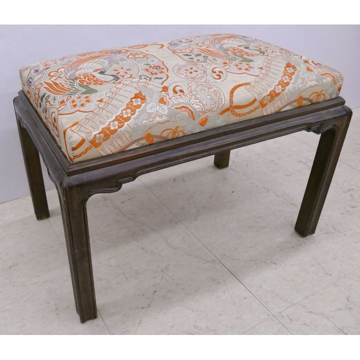 Japanese Silk Fabric Covered Vanity Bench (As Is)- 16x24x15''