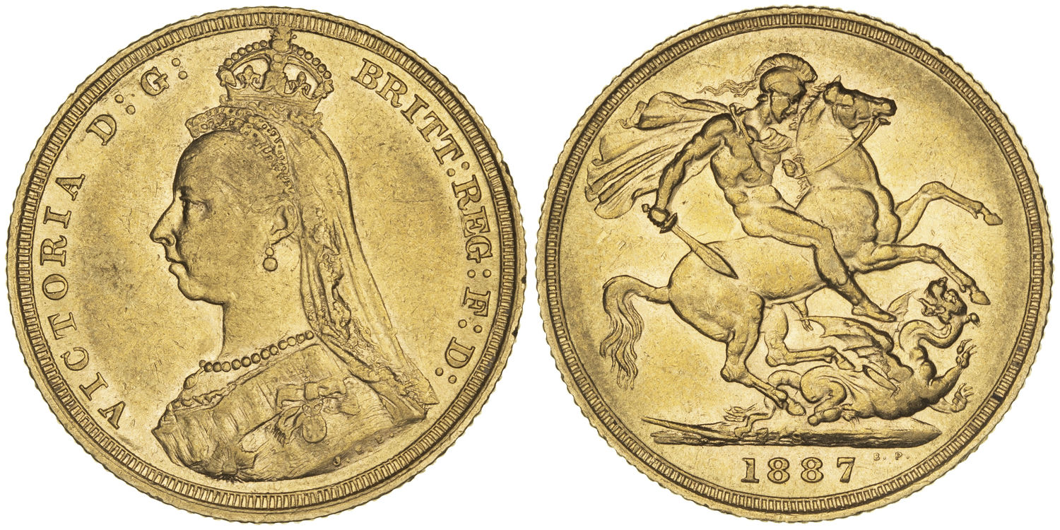 Victoria, St George Reverse, Sovereign, 1887-S, gVF