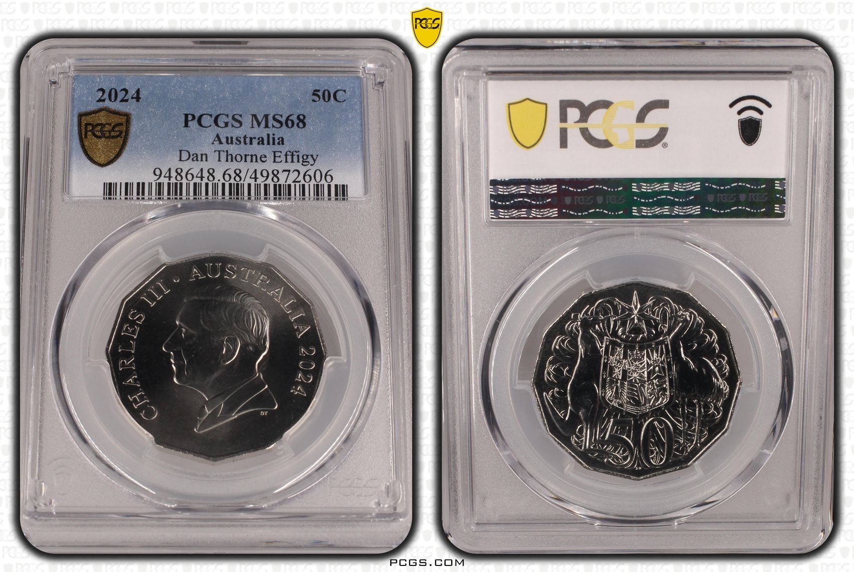 220 · Charles III, Dan Thorne Effigy , Fifty Cent, 2024, PCGS MS68