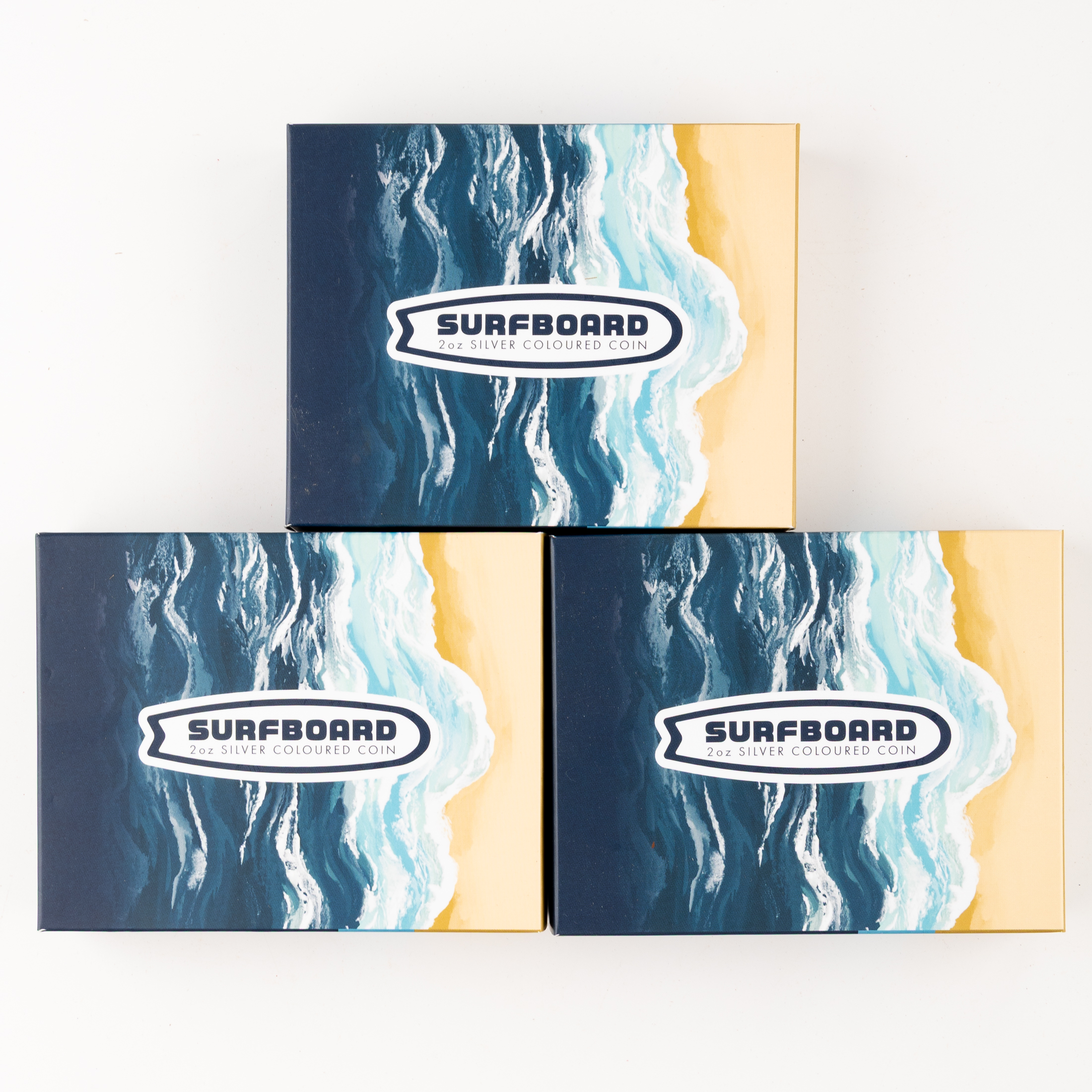 Surfboard 2oz Silver Coloured Coin, UNC