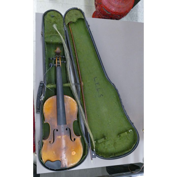Antique Stratovarius Violin with Bow in Case 23.5'' - As Found