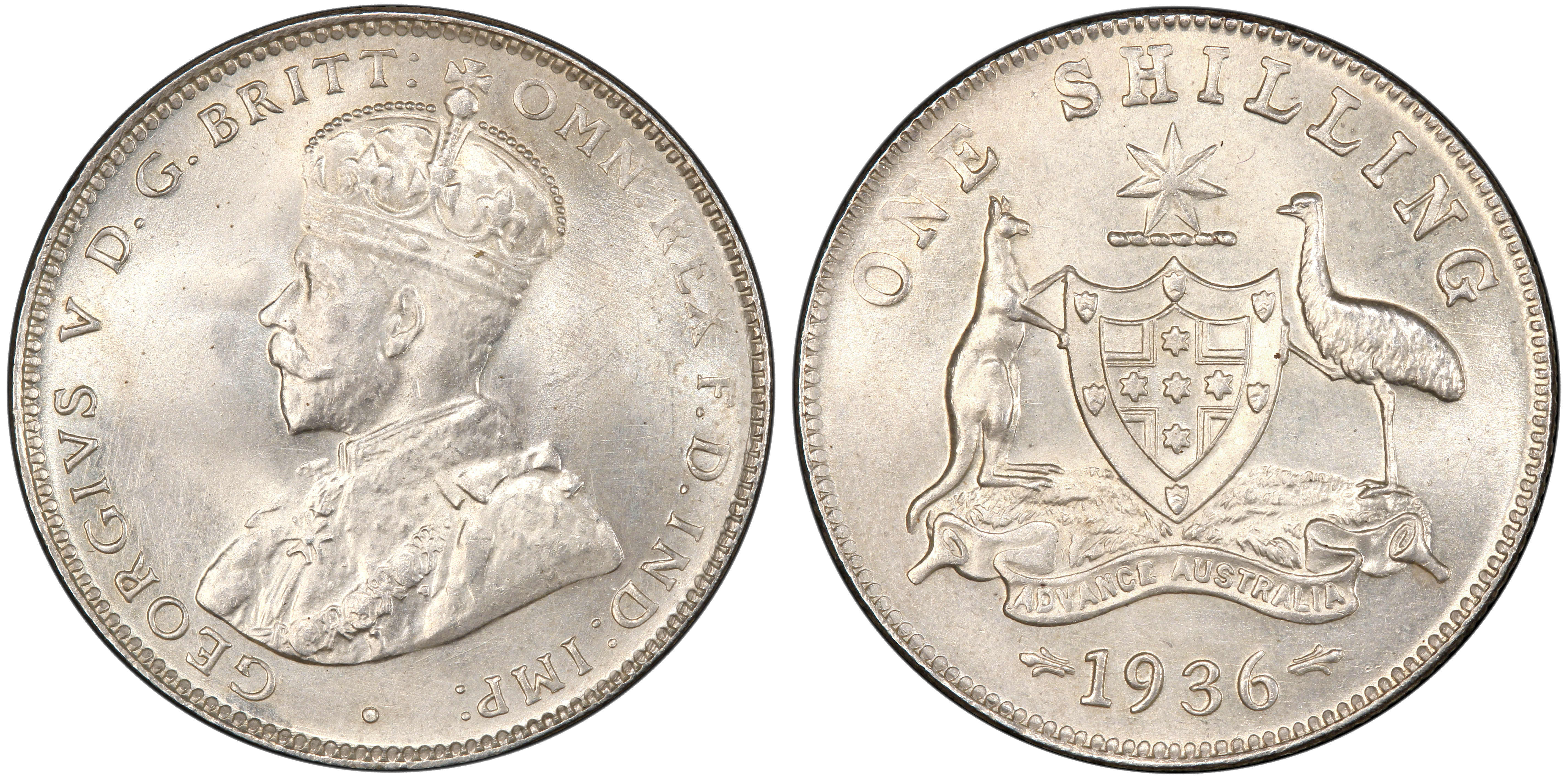 George V, Shilling, 1936, PCGS MS 65