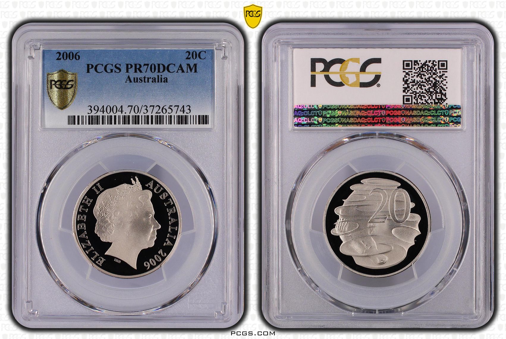 Small SD, Top pop, Twenty Cent, 2006, PCGS PR70DCAM