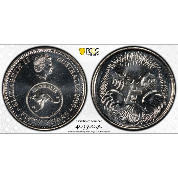 2016 Australia Five Cent, 5c 50 Yrs Decimal Currency PCGS - MS68 -090