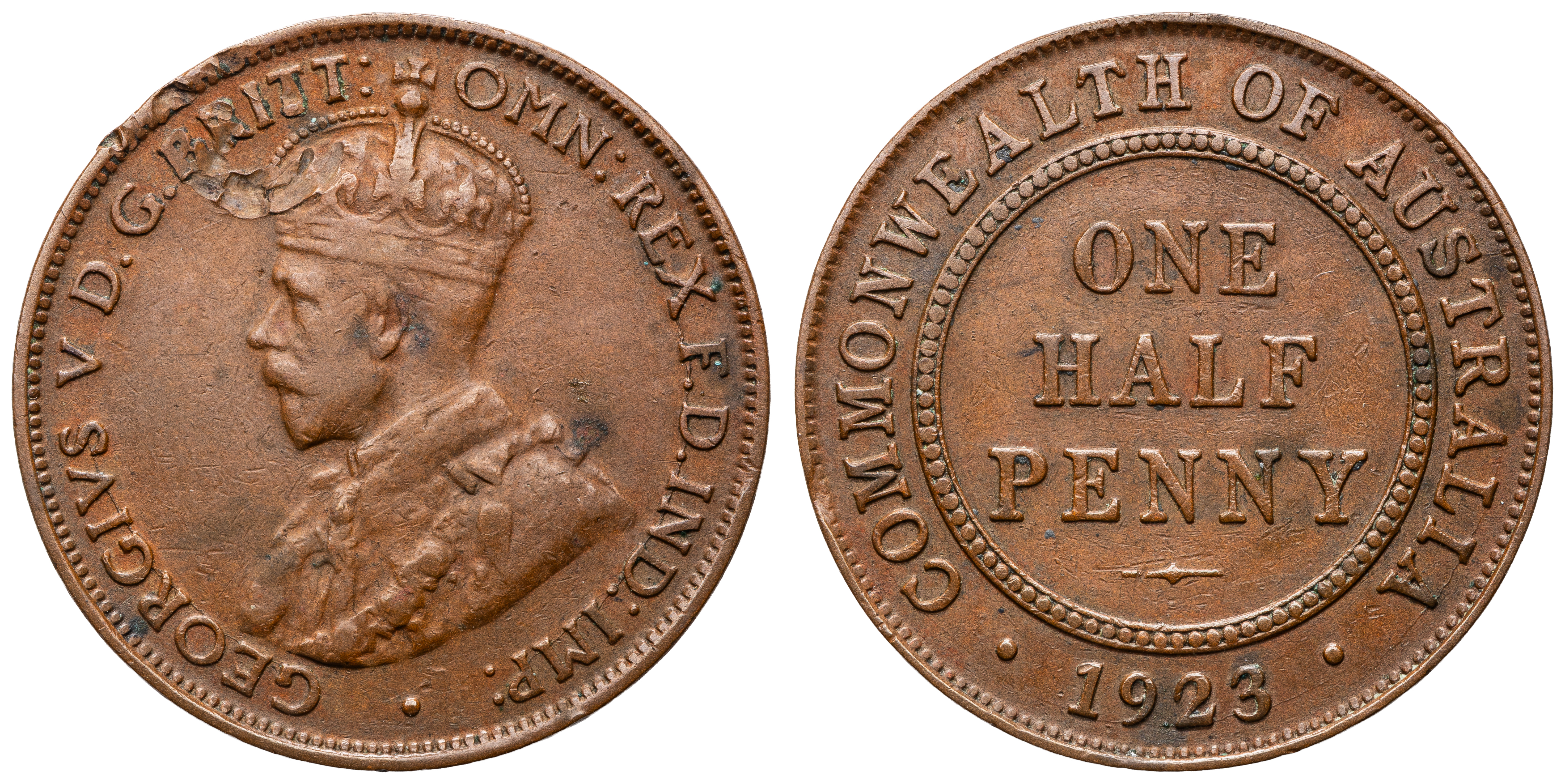 George V, Halfpenny, 1923, F