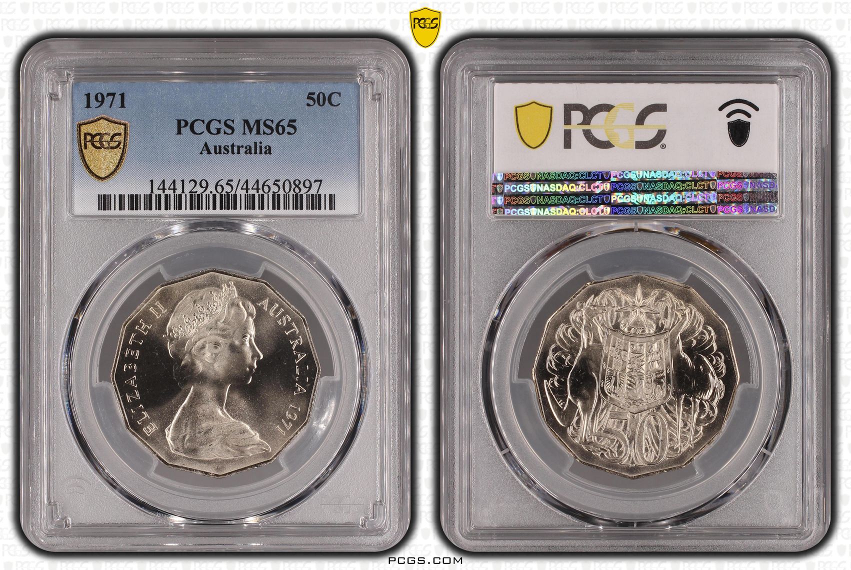78 · 1971 Australian Fifty Cent, 50c PCGS - MS65 -897