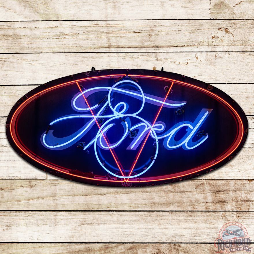 Ford V8 6' SS Porcelain Neon Sign
