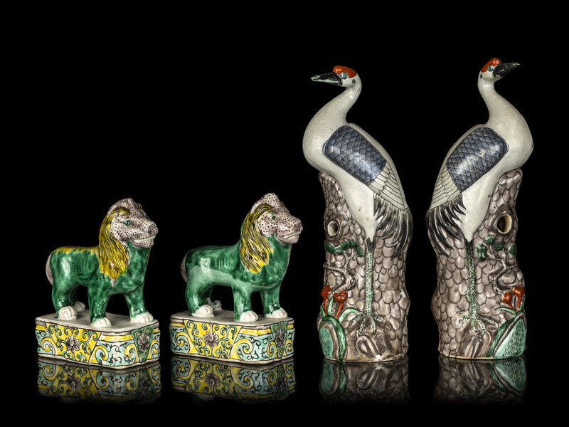 Two Pairs of Chinese Export Porcelain Figures