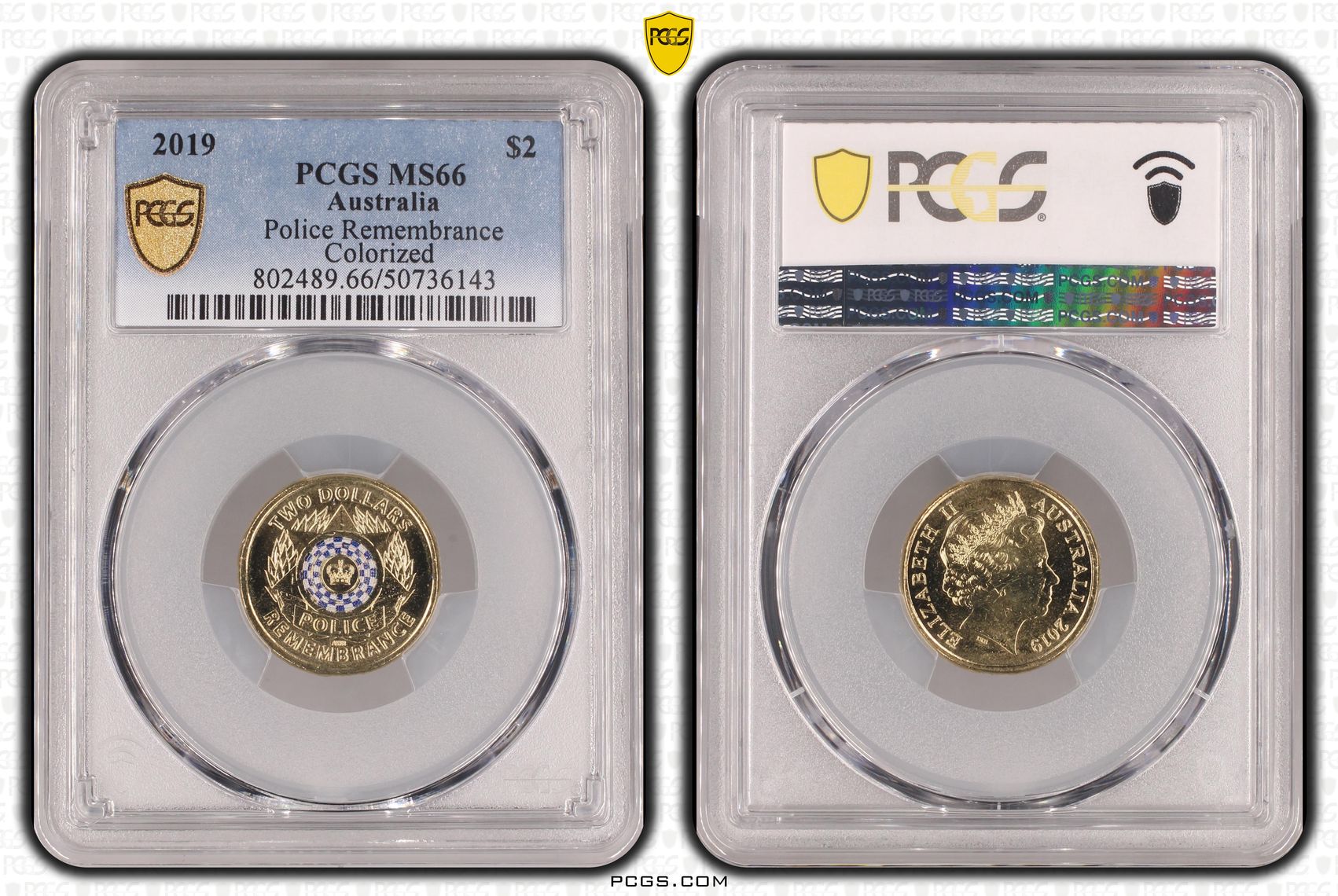 Police Remembrance Colorized , Two Dollar, 2019, PCGS MS66