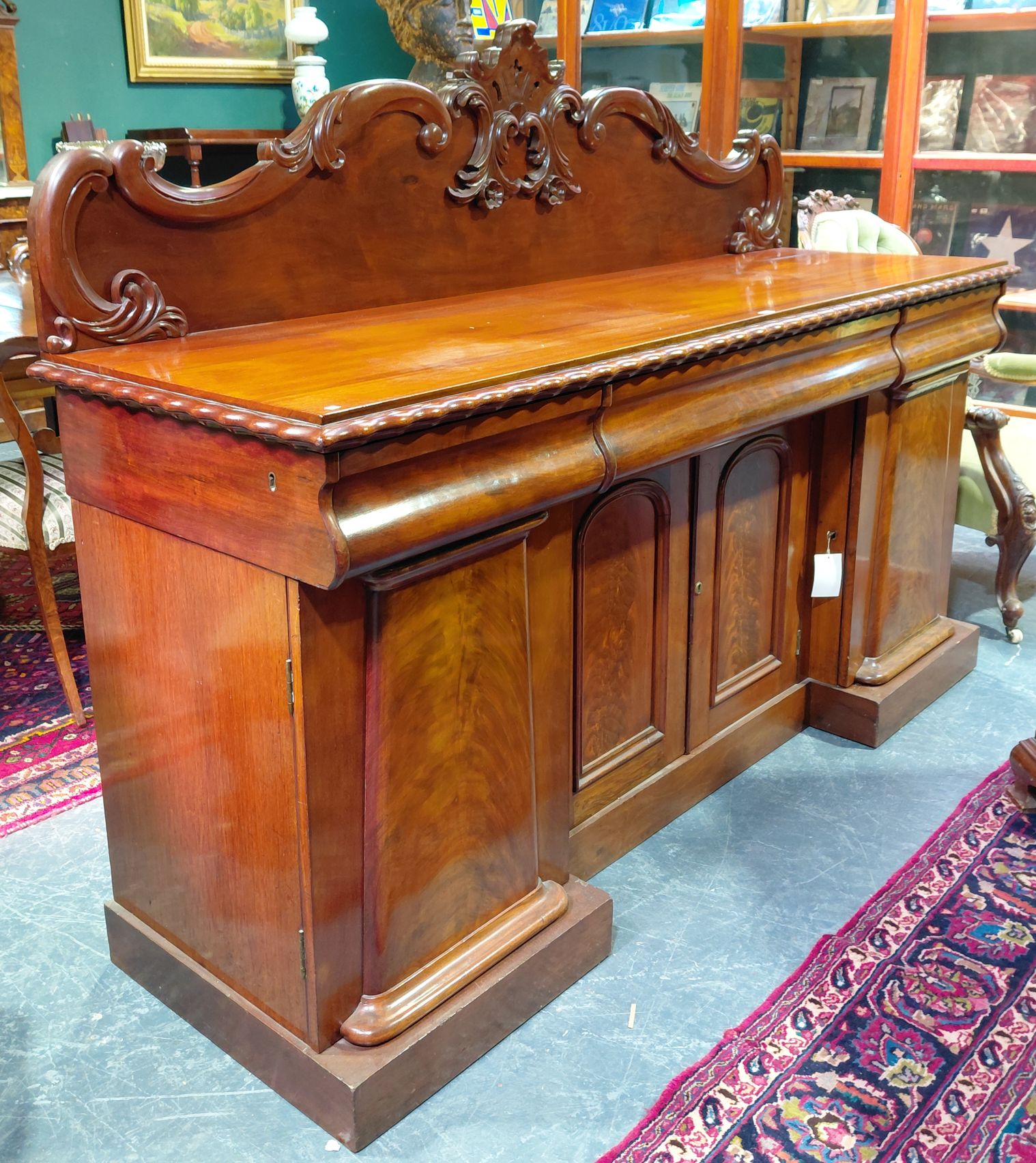 600 · MAHOGANY BREAKFRONT SIDEBOARD
