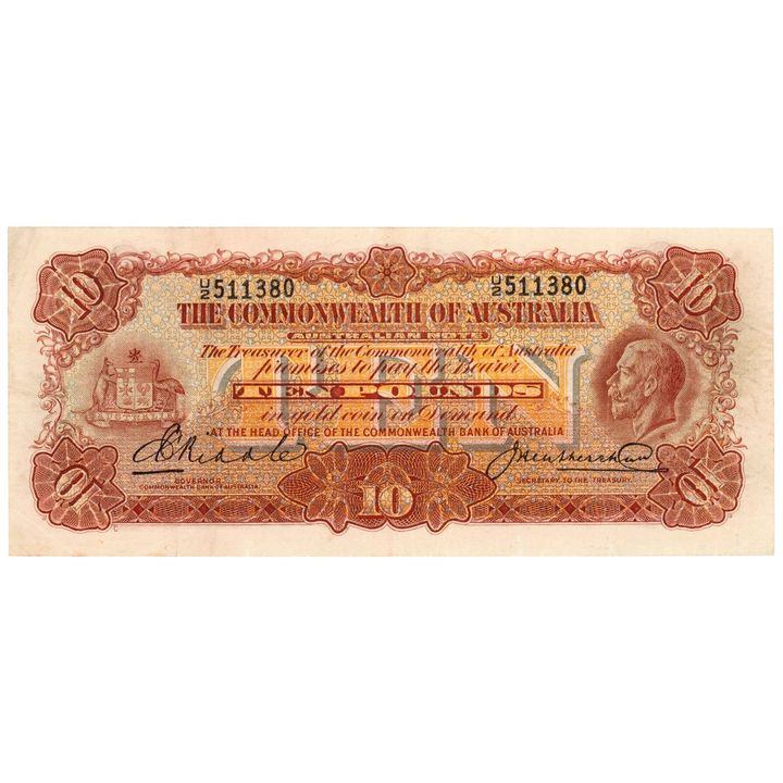 Riddle/Heathershaw, Ten Pounds, 1927, aEF