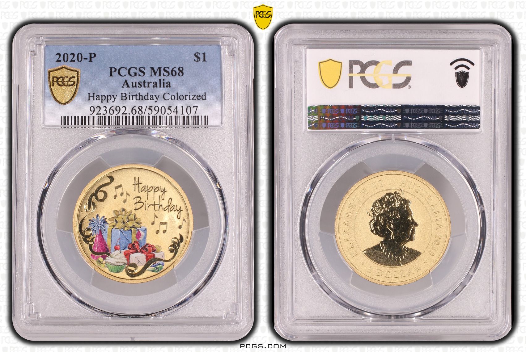 Happy Birthday Colourised, One Dollar, 2020-P, PCGS MS68