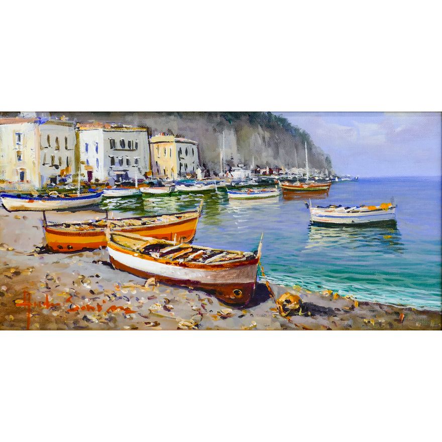 Andrea Savino ''Port'' Oil on Canvas