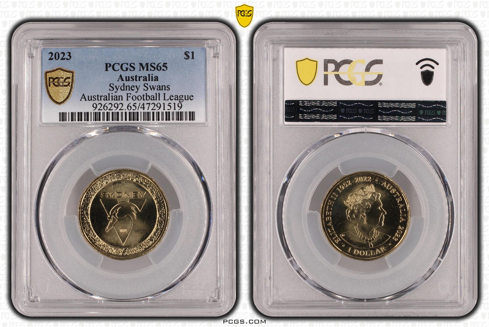 AFL - Sydney Swans, One Dollar, 2023, PCGS MS 65