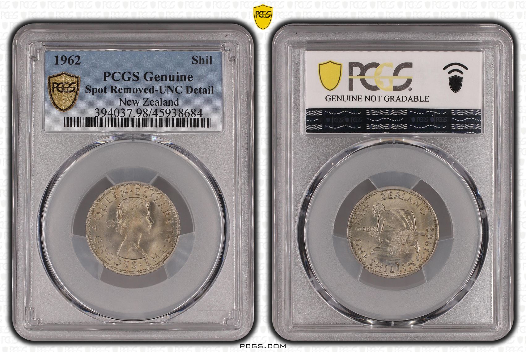 1962 New Zealand Shilling PCGS - Genuine - UNC Details (98 - Damage) -684