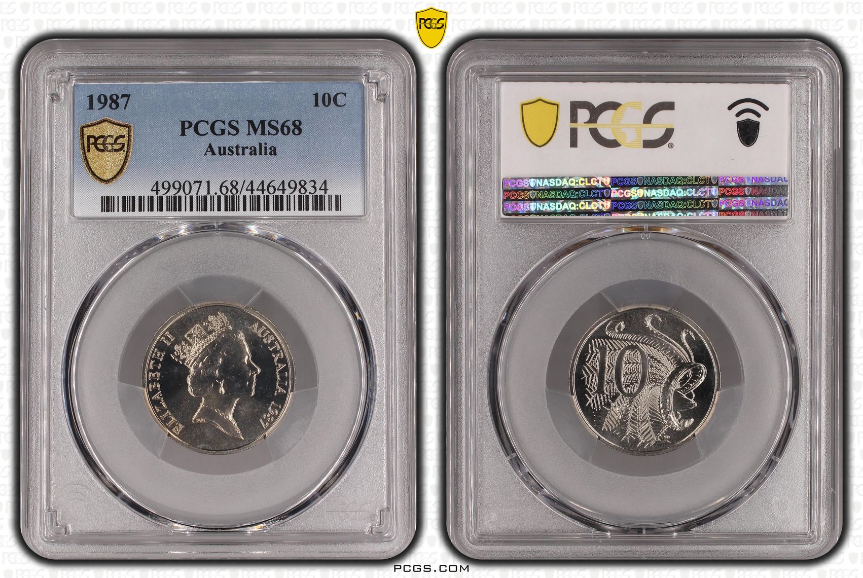 1987 Australia Ten Cent, 10c PCGS - MS68 -834